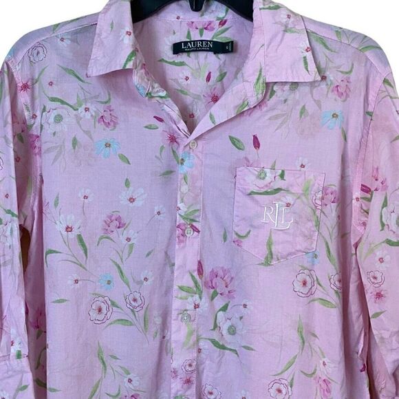 Lauren Ralph Lauren Floral Pink Sleep Shirt Size Small - Picture 3 of 8